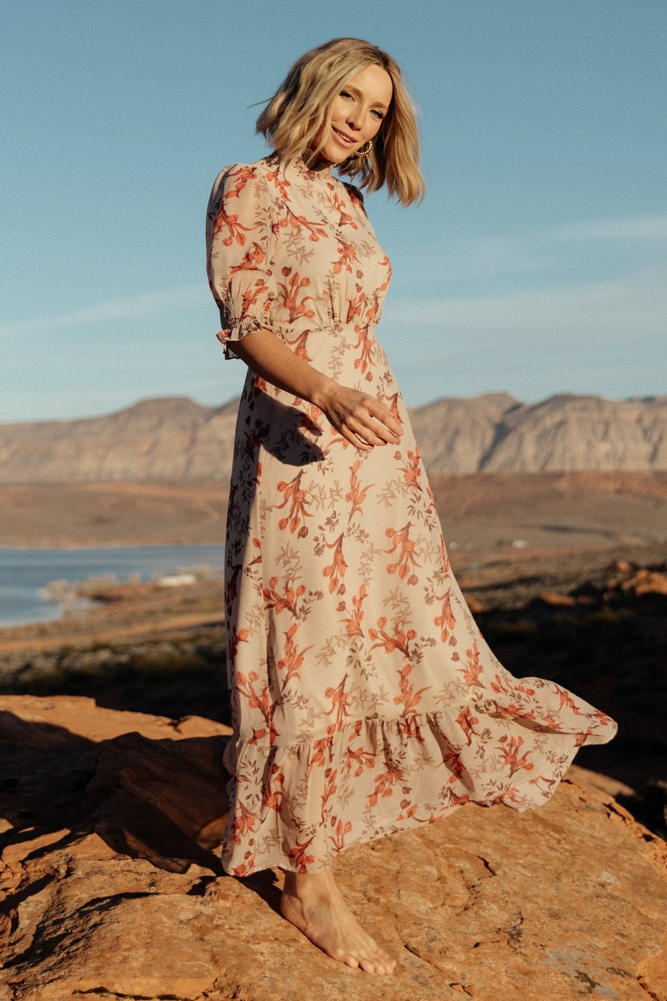 Marie Mock Neck Maxi Dress | Blush Floral Secondary image