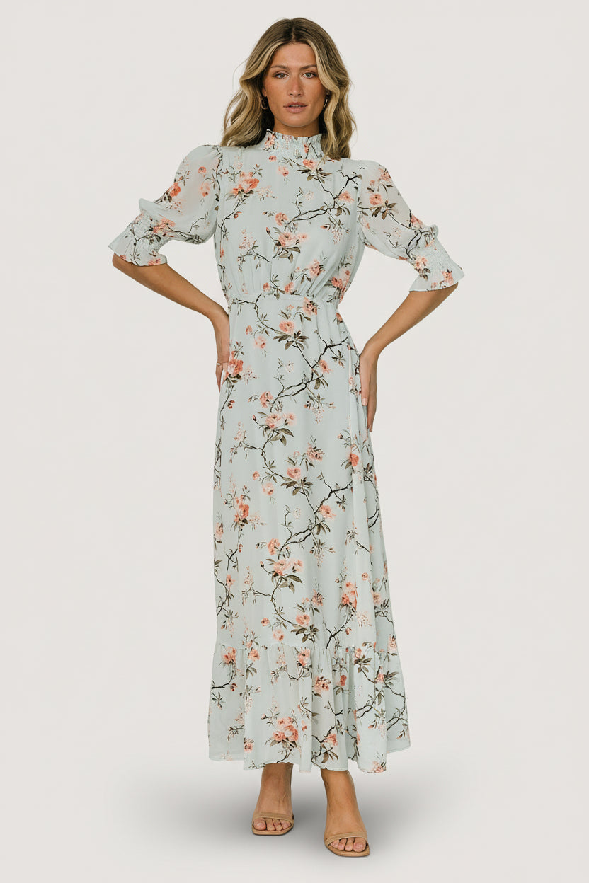 Marie Mock Neck Maxi Dress | Sage Floral Main image
