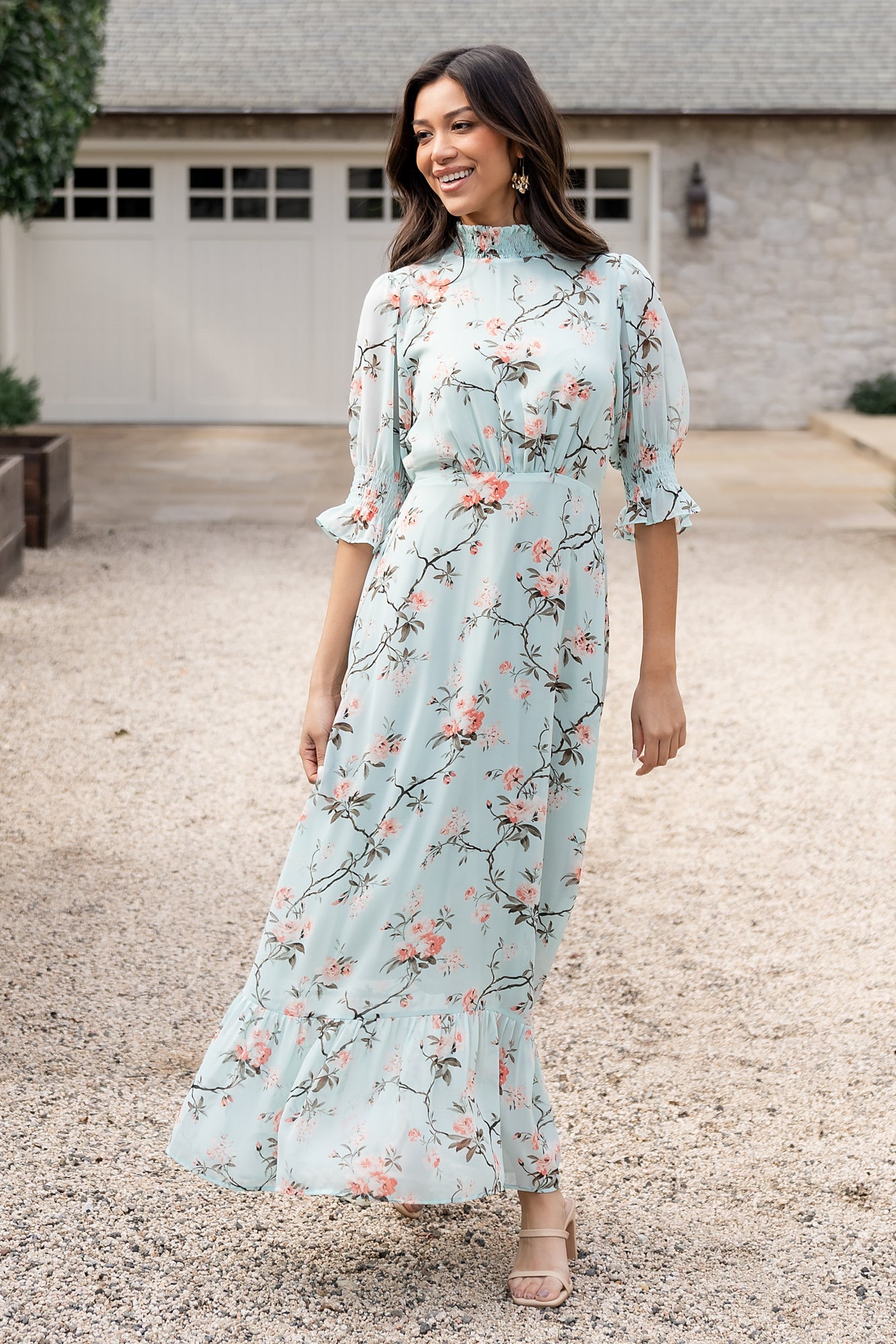 Marie Mock Neck Maxi Dress | Sage Floral Secondary image