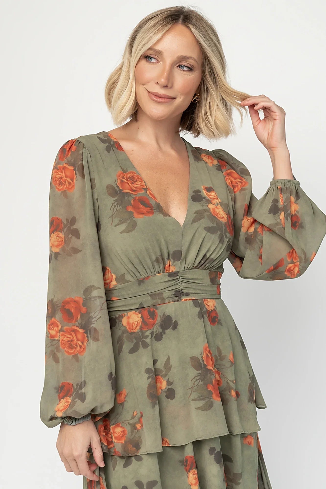 Mariella Tiered Maxi Dress | Dark Sage Floral Secondary image
