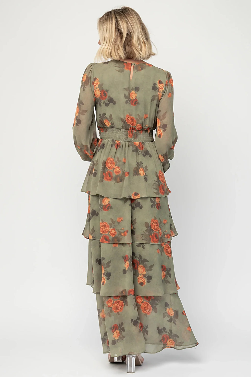 Mariella Tiered Maxi Dress | Dark Sage Floral