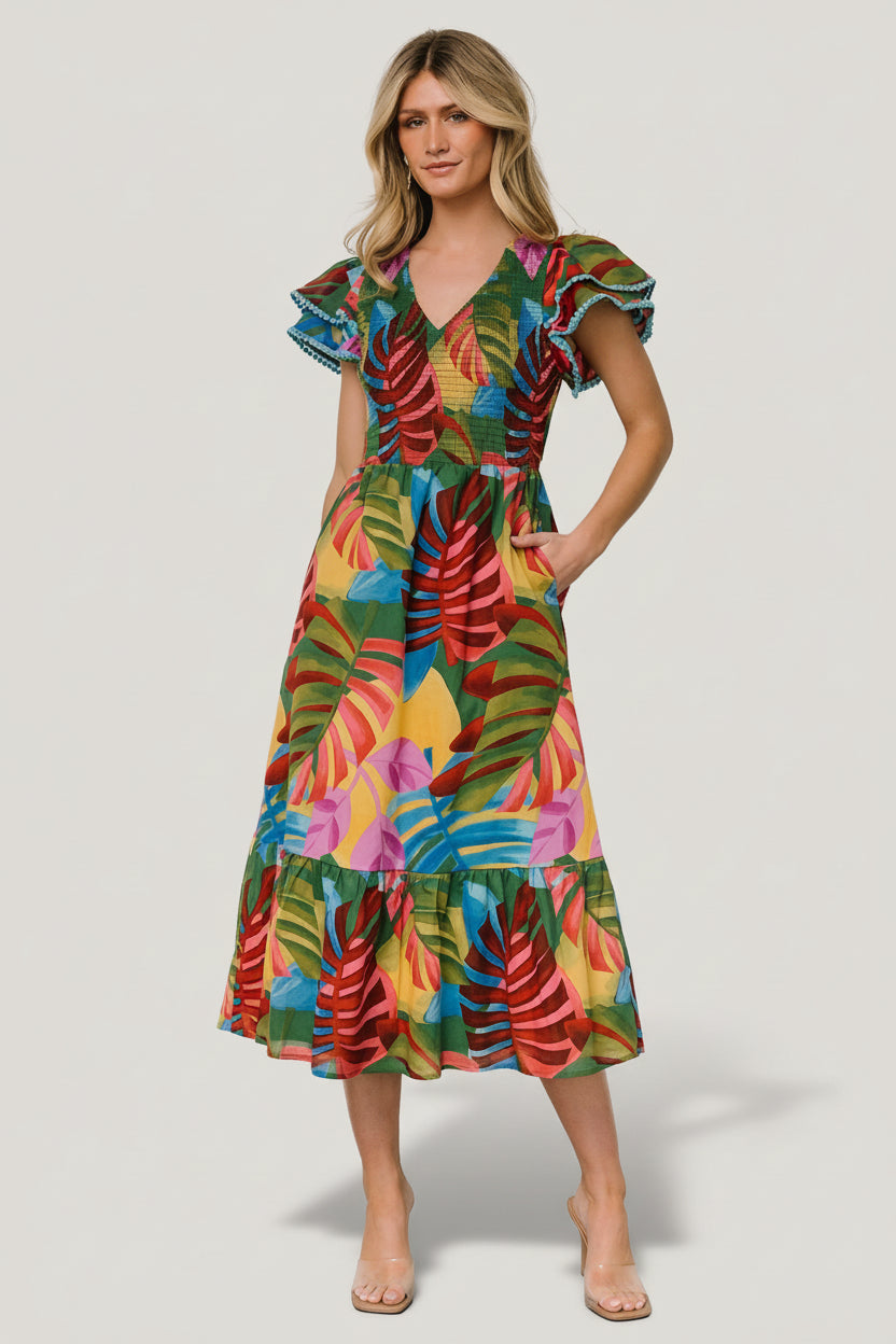 Marielle Smocked Midi Dress | Multi Print Main image