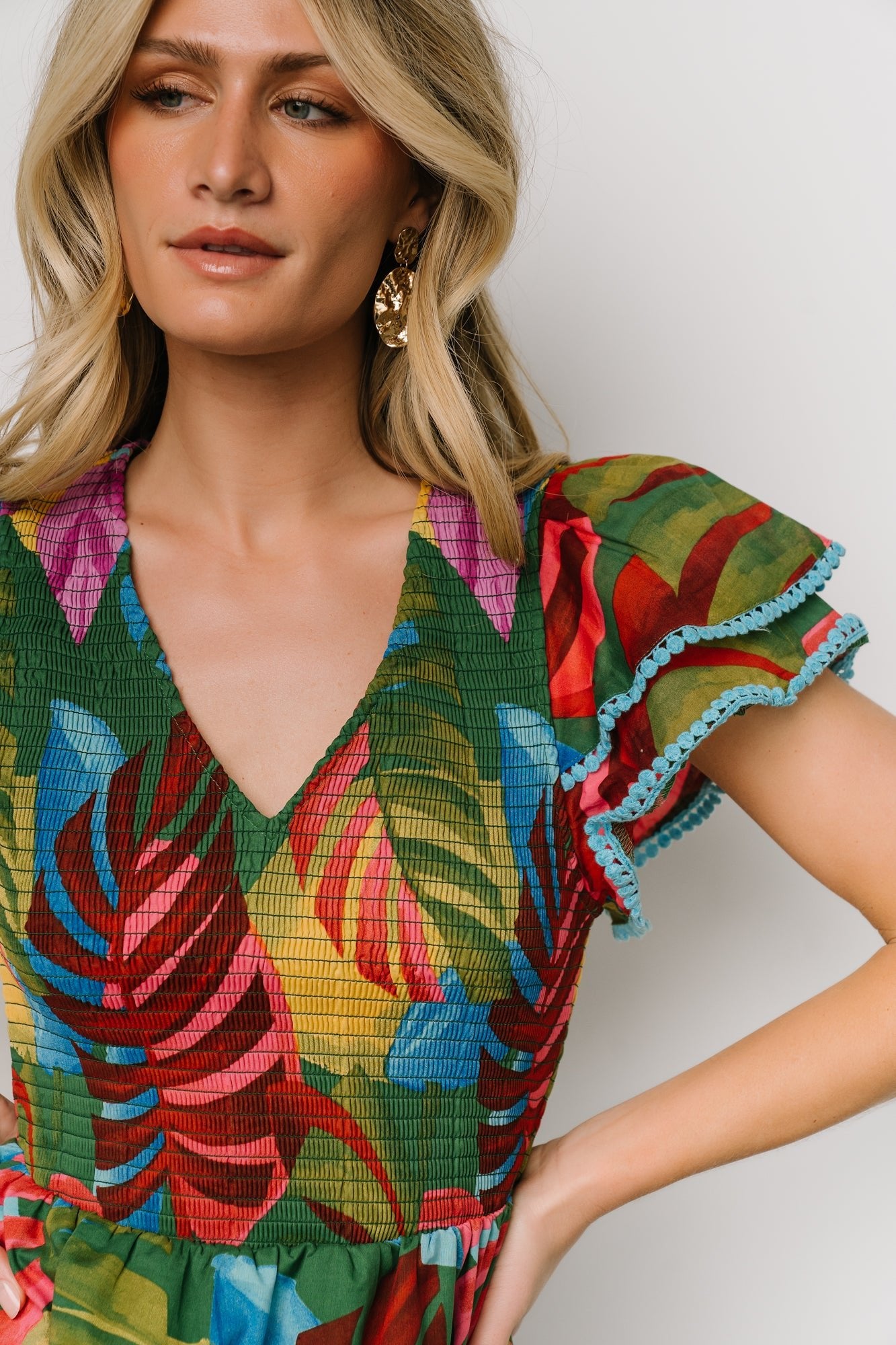 Marielle Smocked Midi Dress | Multi Print Secondary image