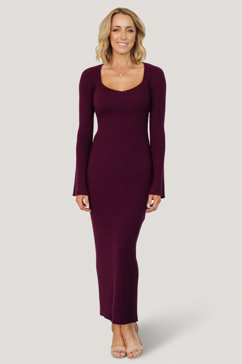 Marika Ribbed Dress | Wine Main image