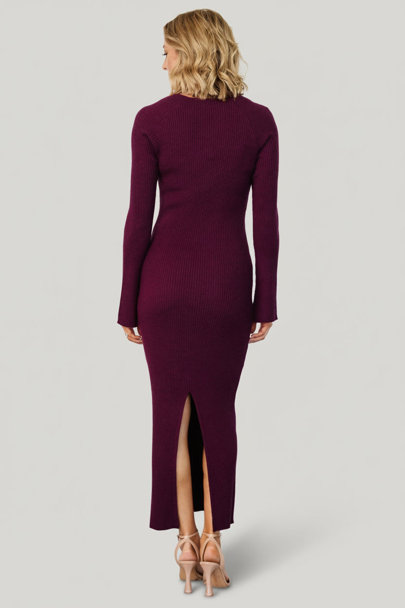 Marika Ribbed Dress | Wine
