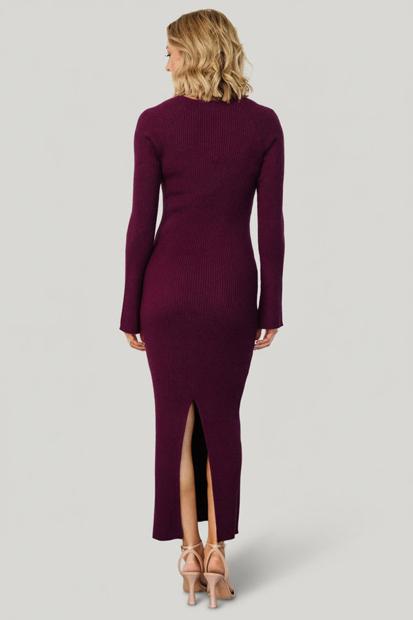 Marika Ribbed Dress | Wine