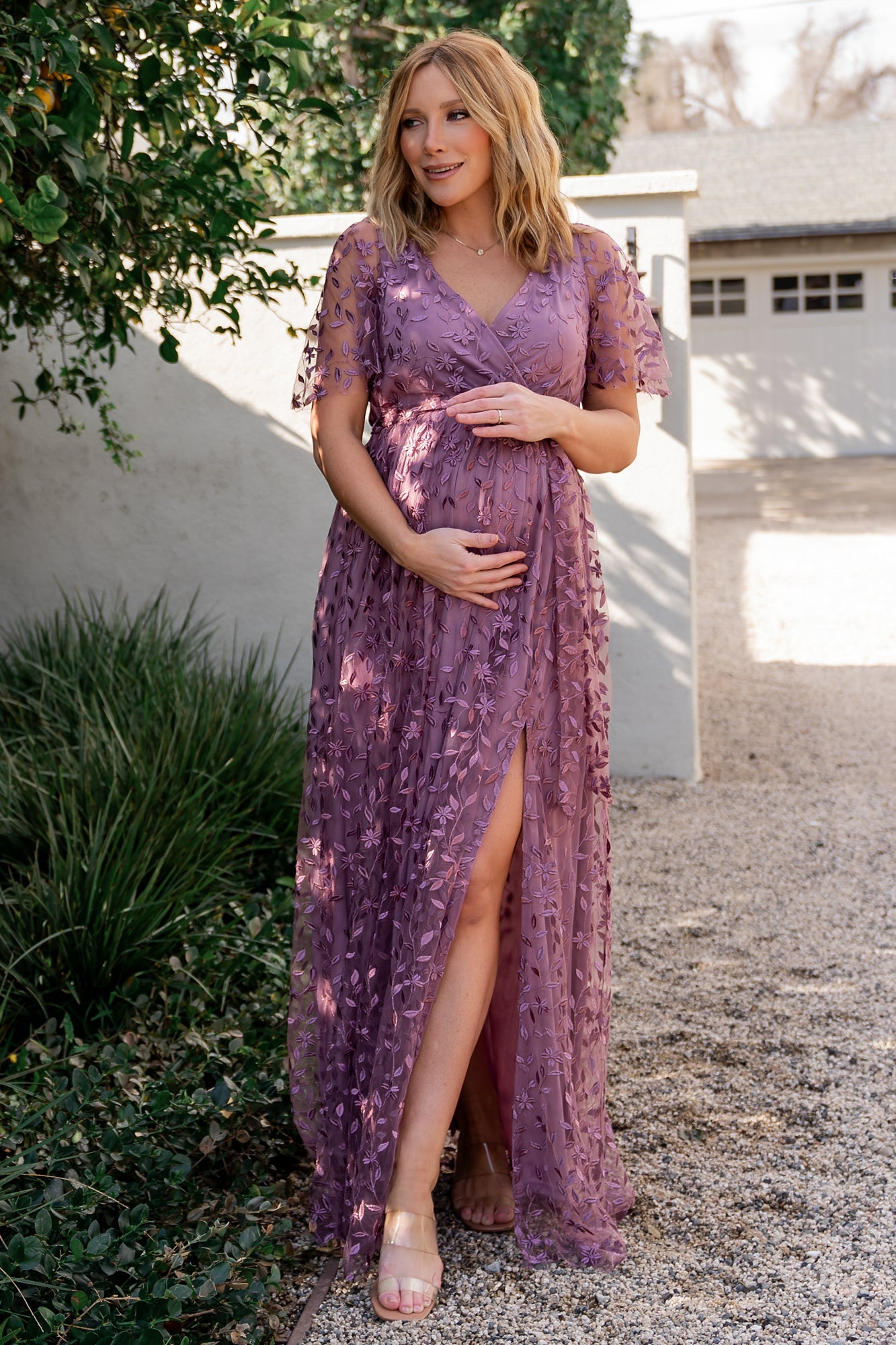 Marseille Embossed Maxi Dress | Lavender Secondary image