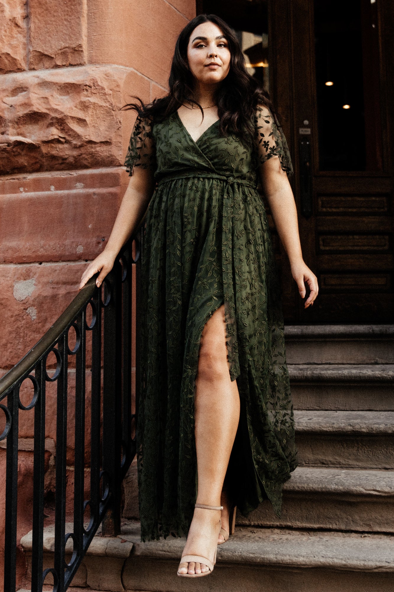 Marseille Embossed Maxi Dress | Olive Secondary image
