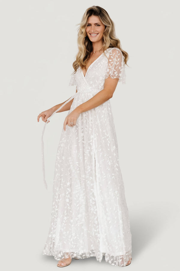 Marseille Embossed Maxi Dress | White