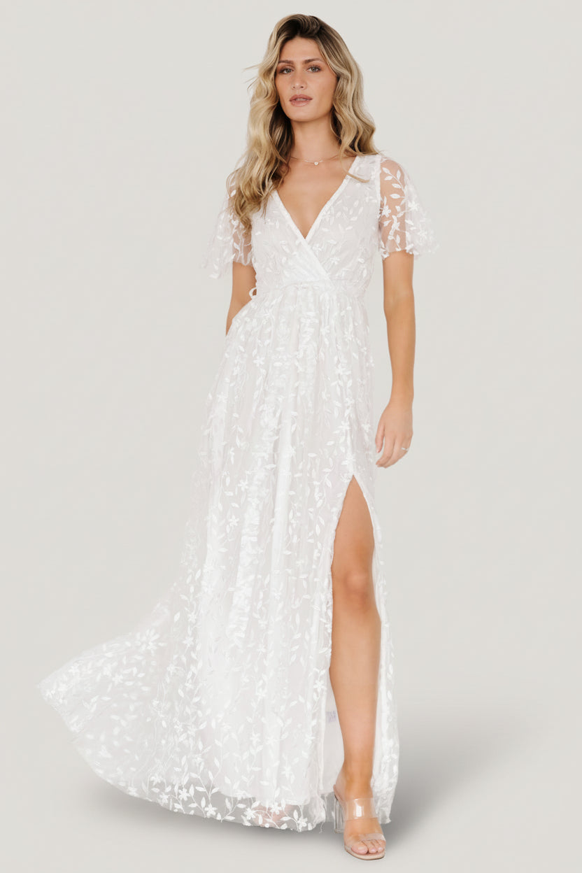 Marseille Embossed Maxi Dress | White Main image