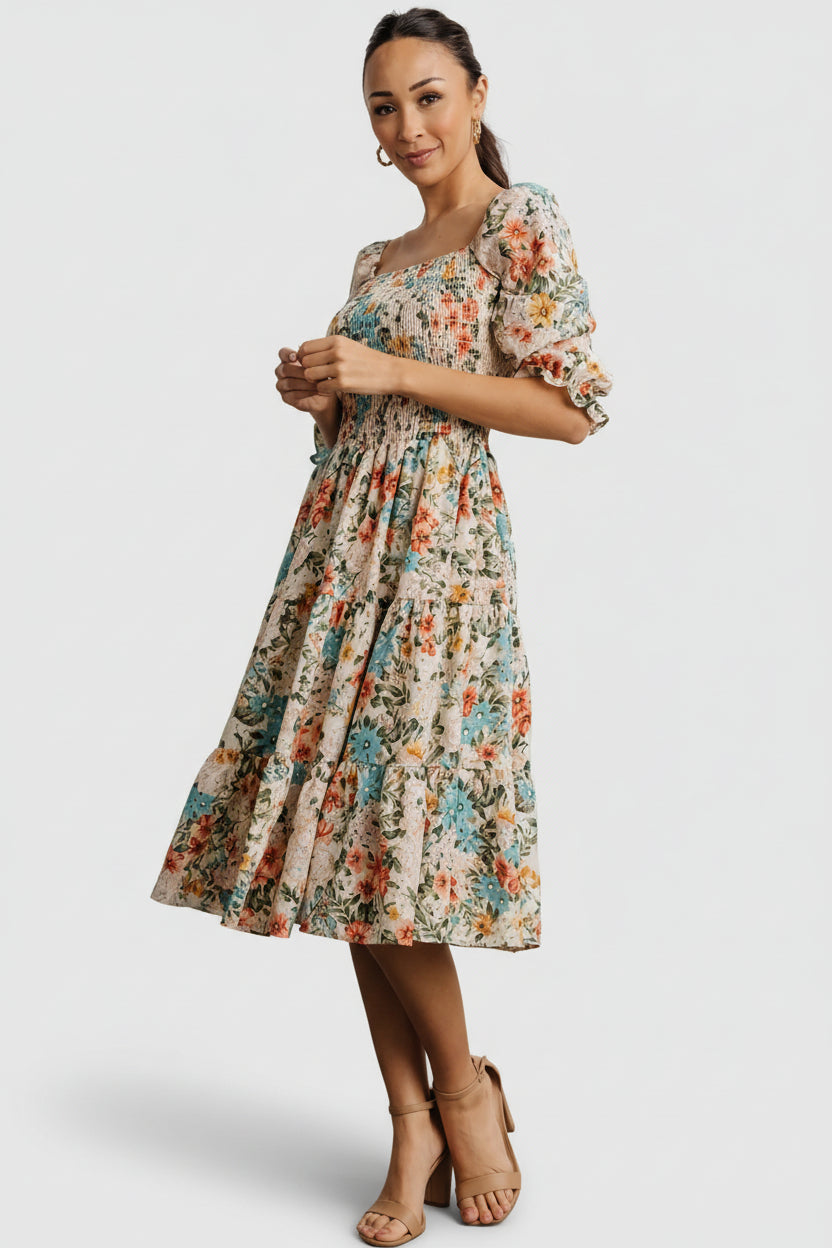 Marta Smocked Midi Dress | Summer Floral