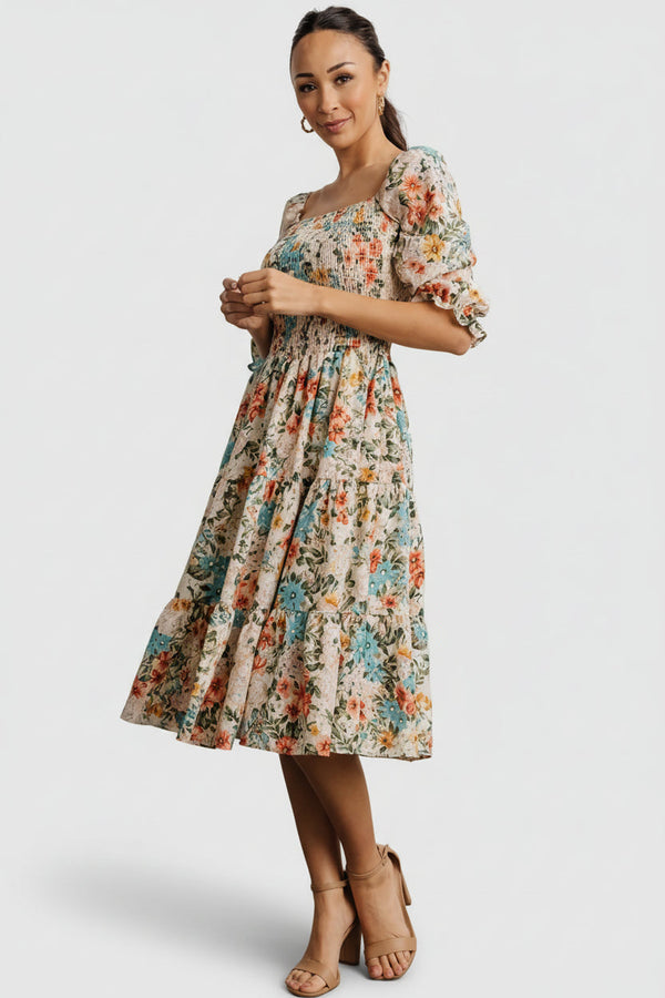 Marta Smocked Midi Dress | Summer Floral