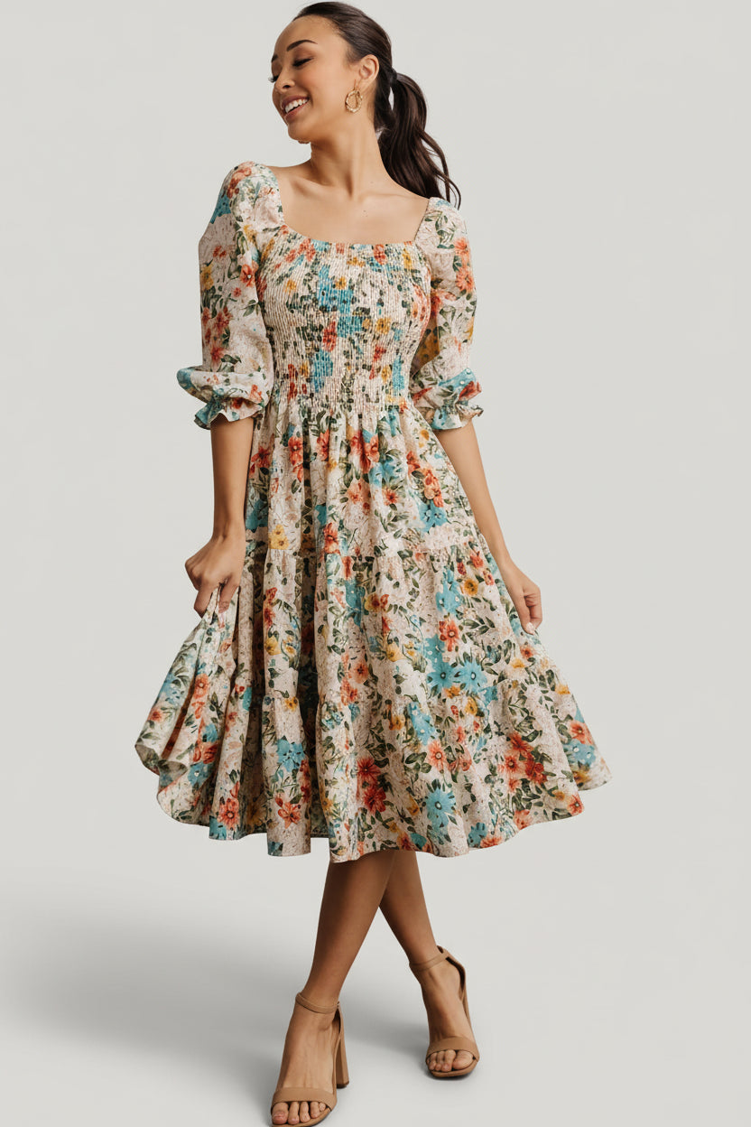 Marta Smocked Midi Dress | Summer Floral