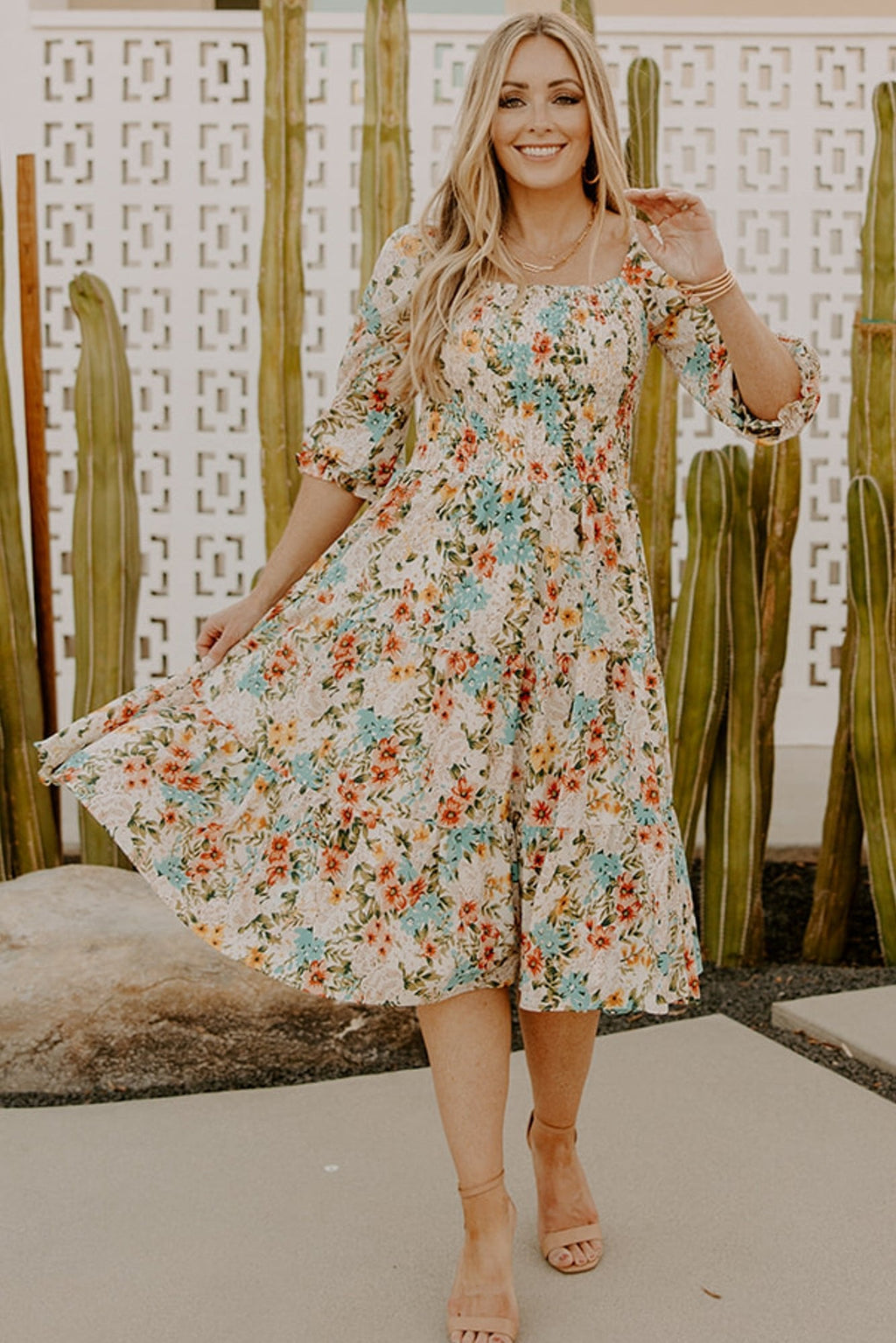 Marta Smocked Midi Dress | Summer Floral