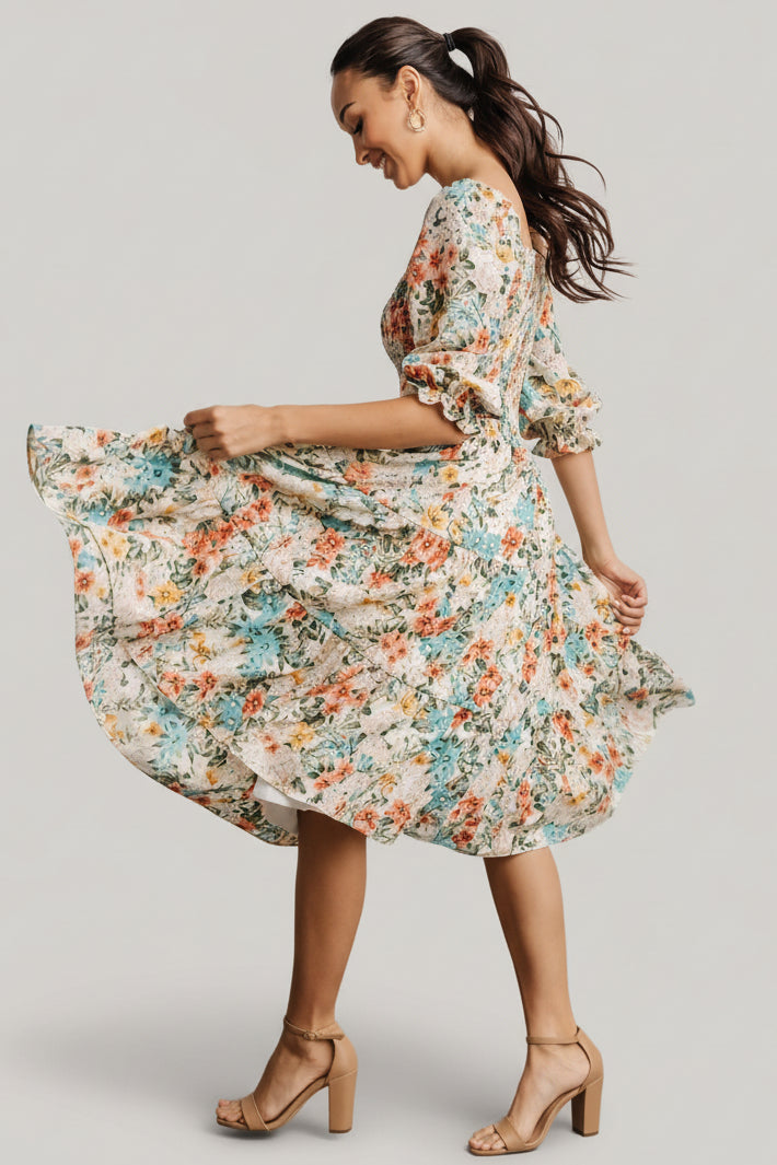 Marta Smocked Midi Dress | Summer Floral