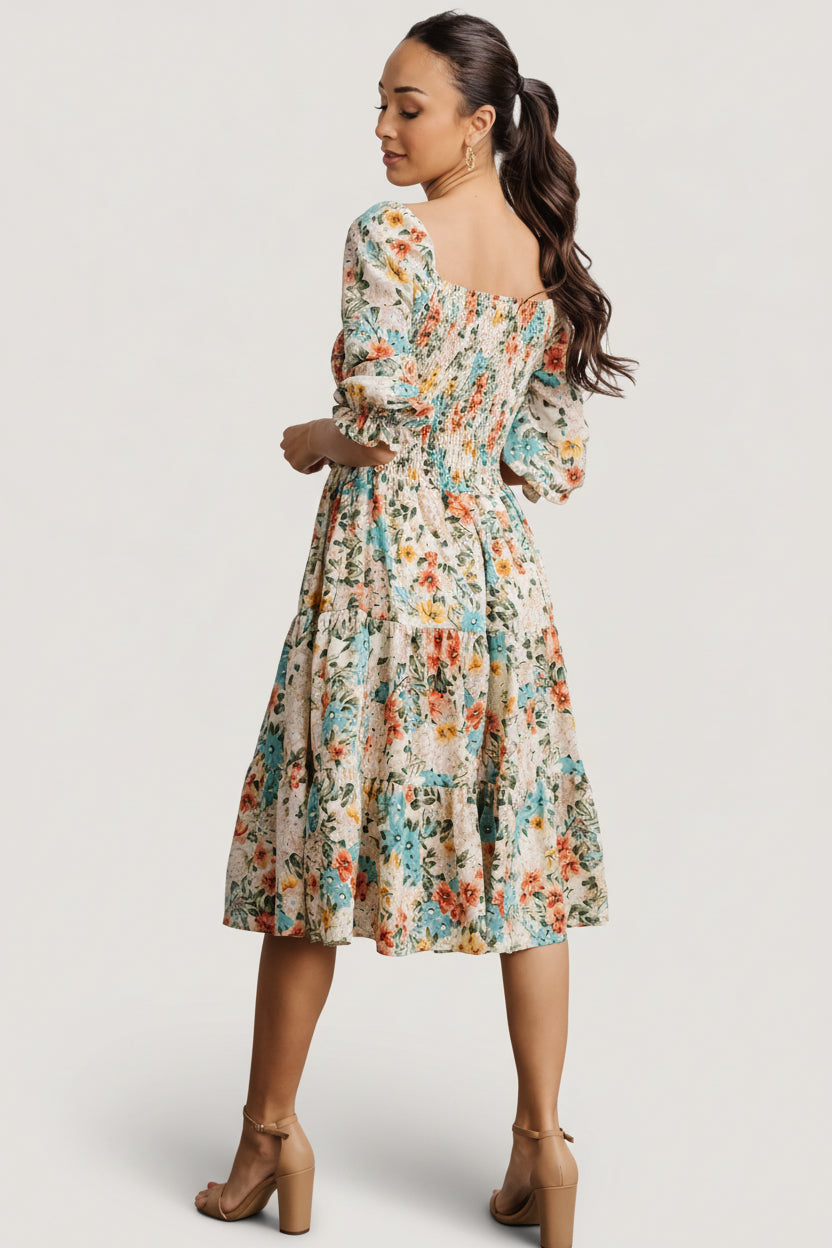 Marta Smocked Midi Dress | Summer Floral
