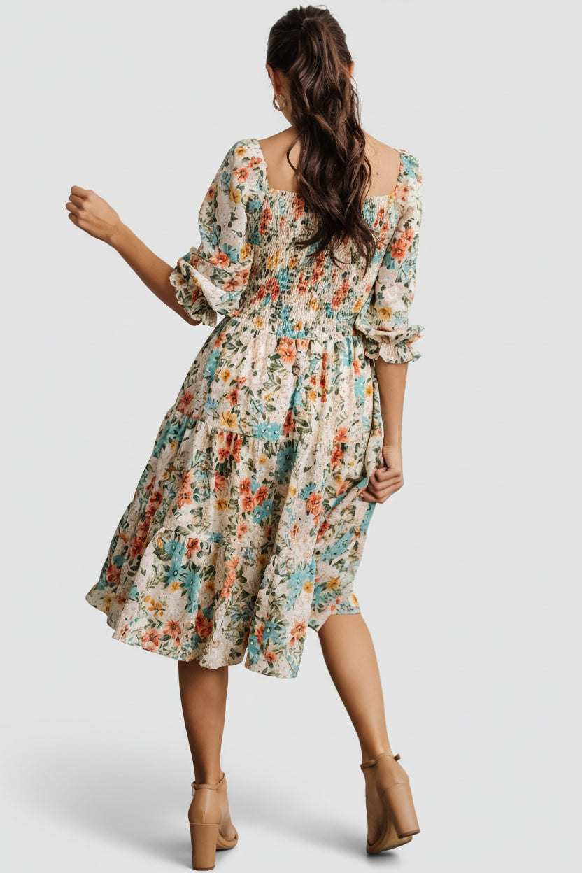 Marta Smocked Midi Dress | Summer Floral