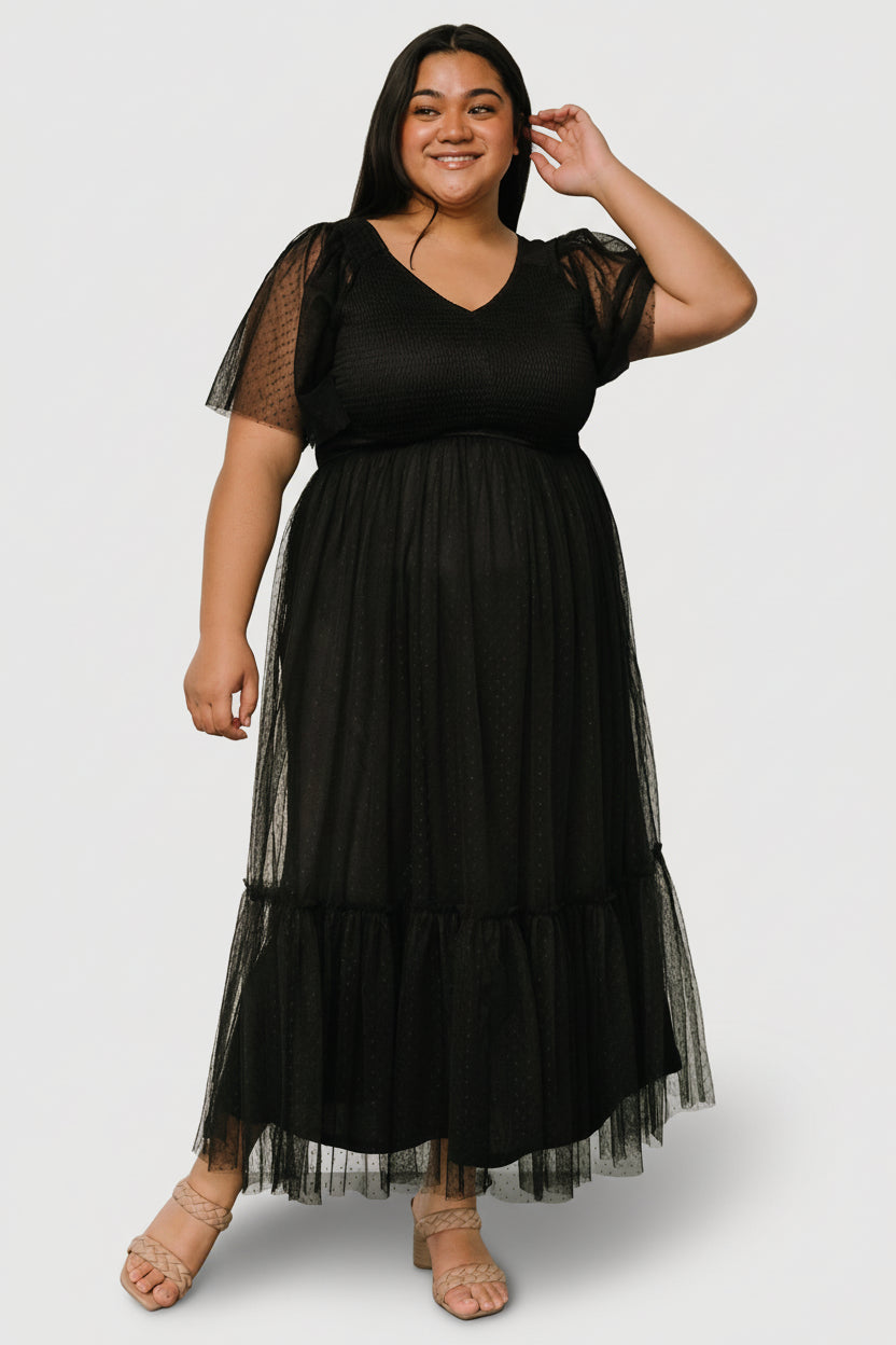 Martha Smocked Tulle Dress | Black Secondary image