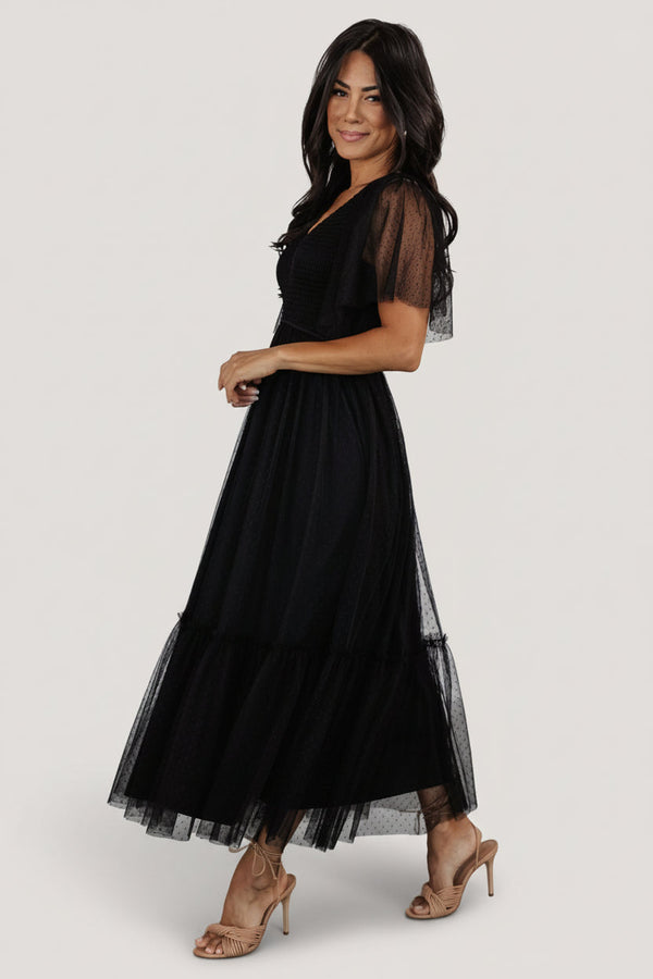 Martha Smocked Tulle Dress | Black
