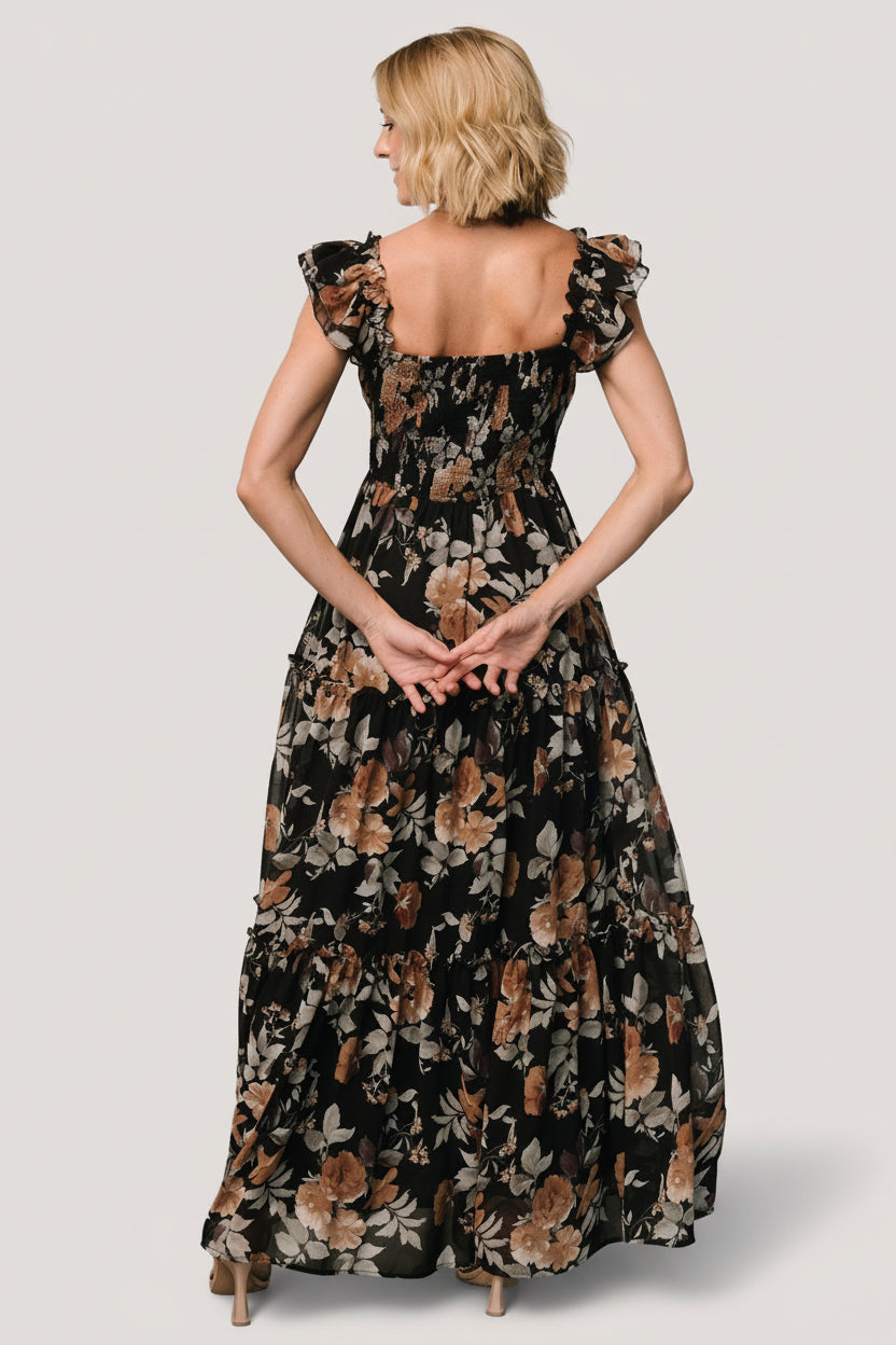 Martina Maxi Dress | Black + Copper Floral