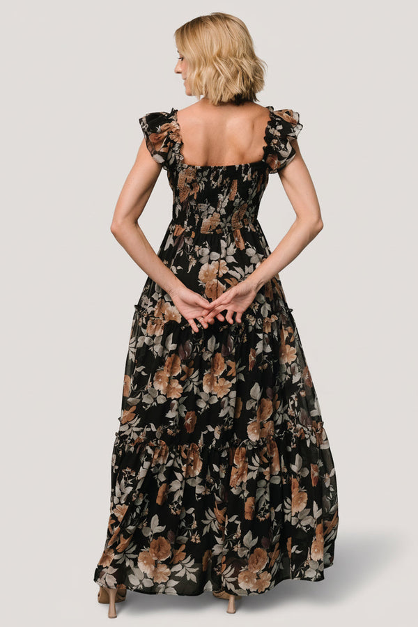 Martina Maxi Dress | Black + Copper Floral