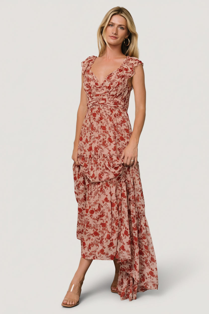 Martina Maxi Dress | Blush + Red