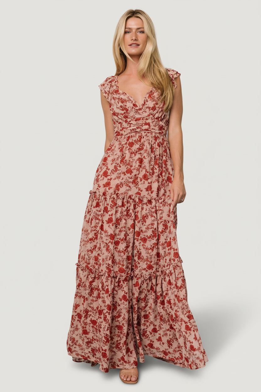 Martina Maxi Dress | Blush + Red