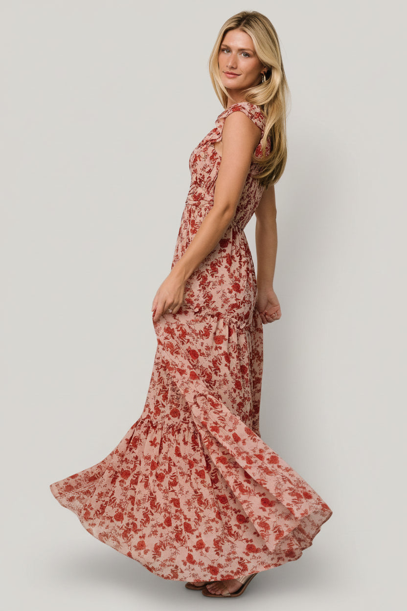 Martina Maxi Dress | Blush + Red