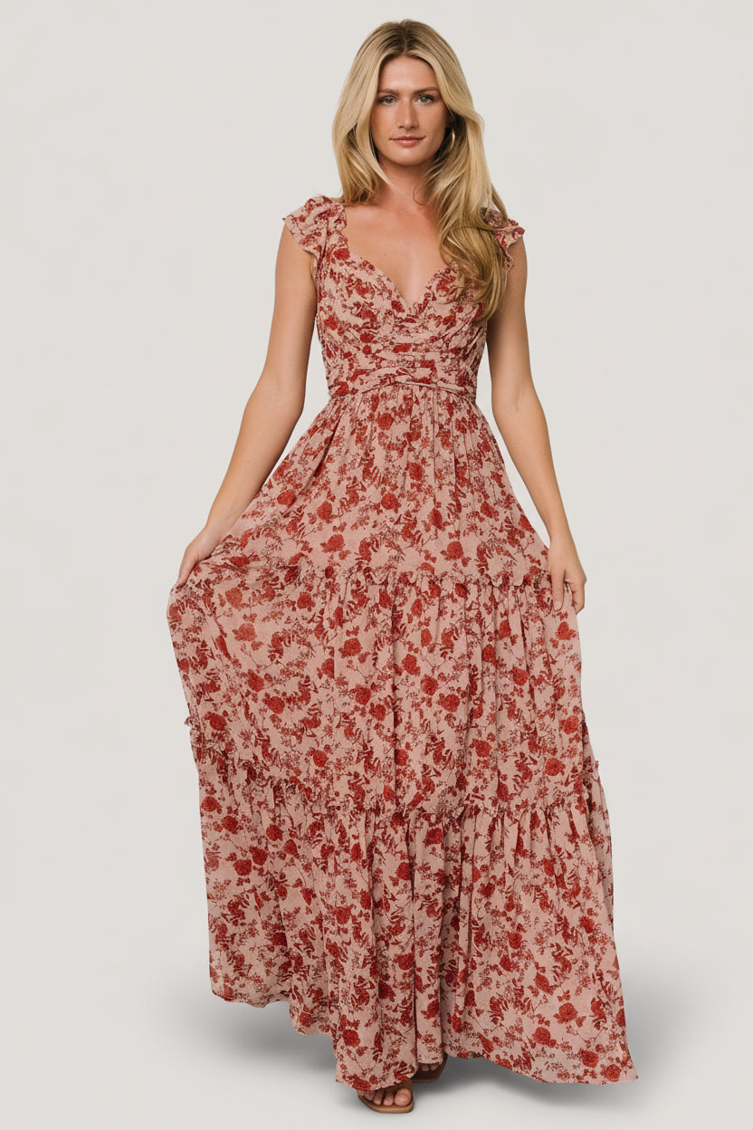 Martina Maxi Dress | Blush + Red