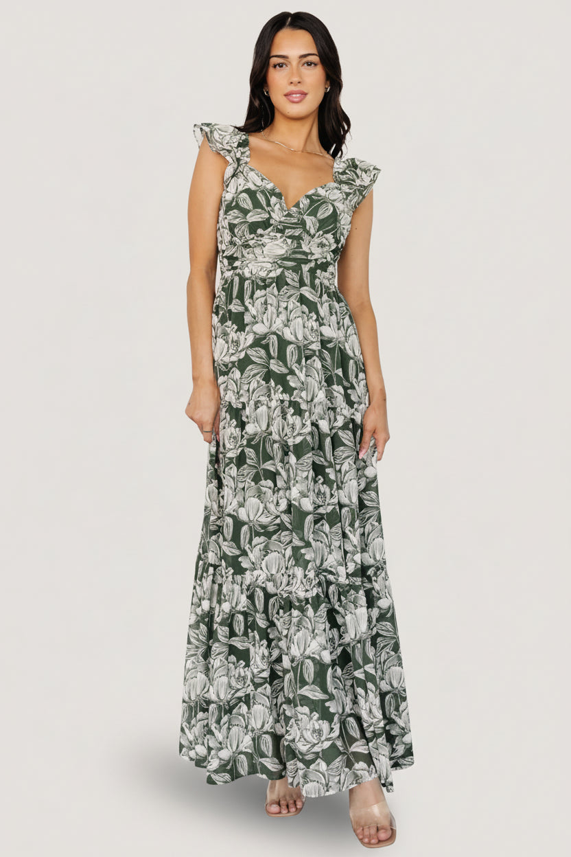Martina Maxi Dress | Green + White Main image