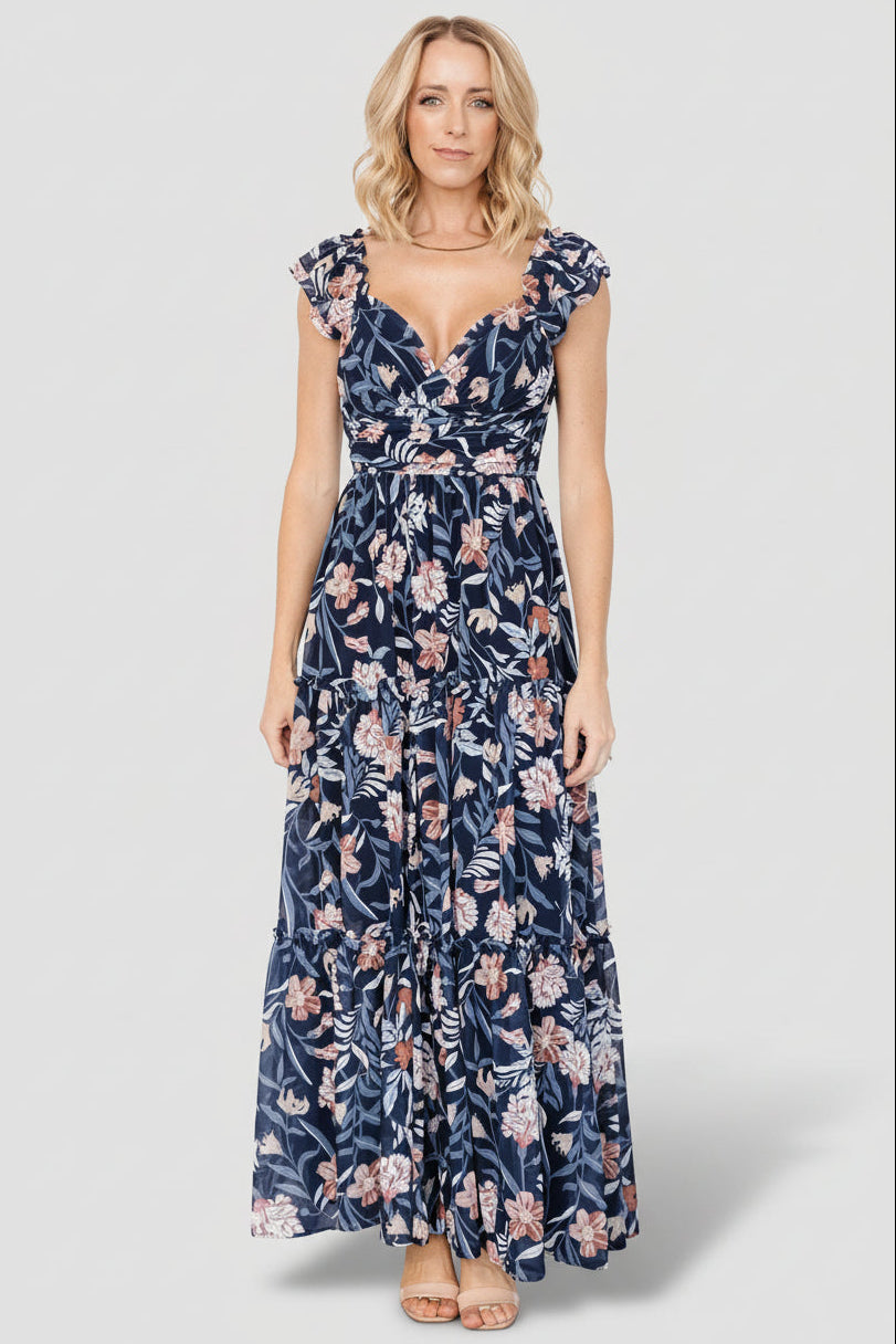 Martina Maxi Dress | Navy Multi