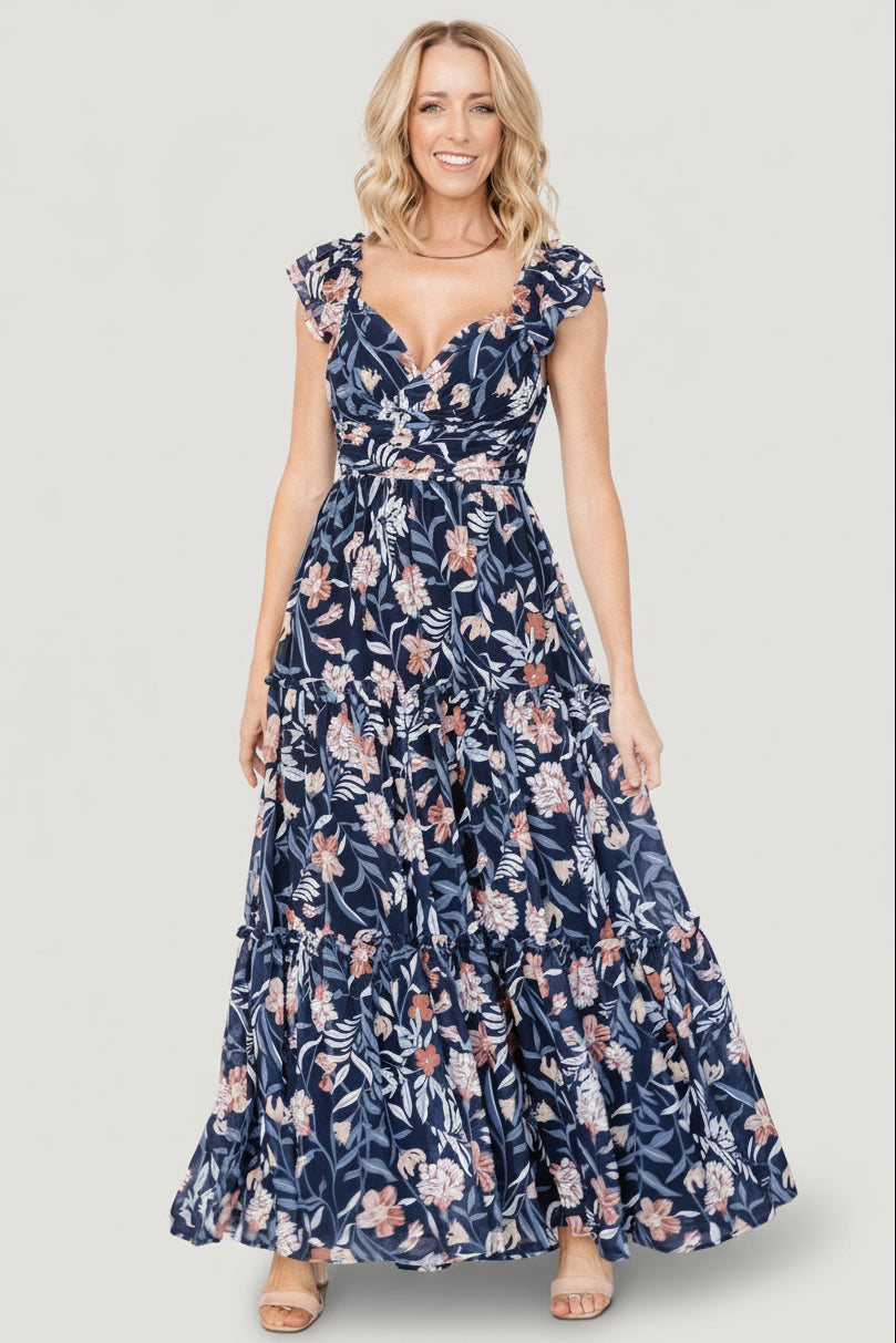 Martina Maxi Dress | Navy Multi