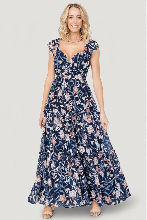 Martina Maxi Dress | Navy Multi