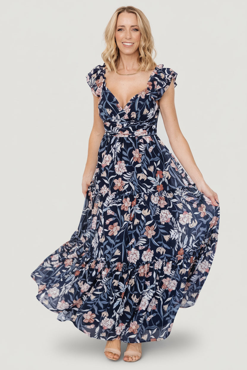 Martina Maxi Dress | Navy Multi Main image