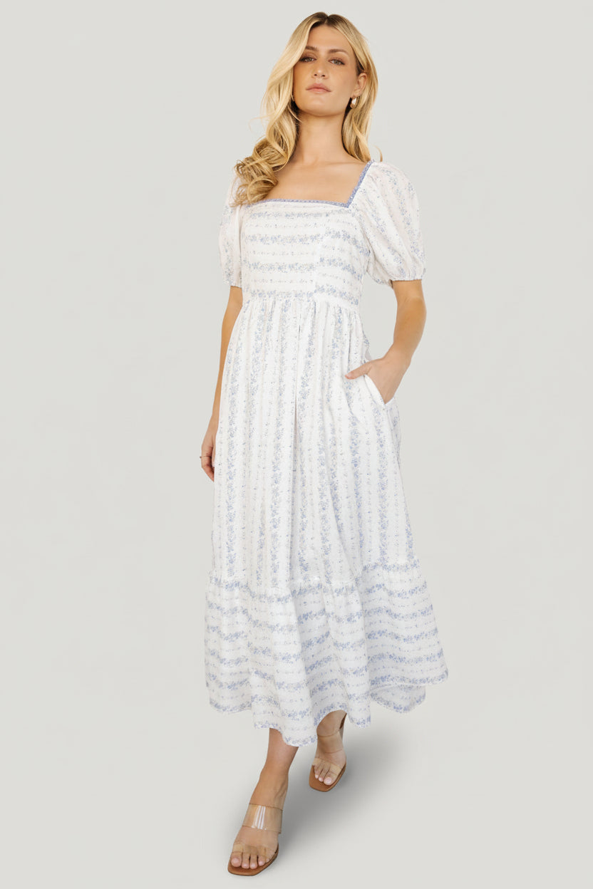 Martine Puff Sleeve Dress | Ivory Multi Floral