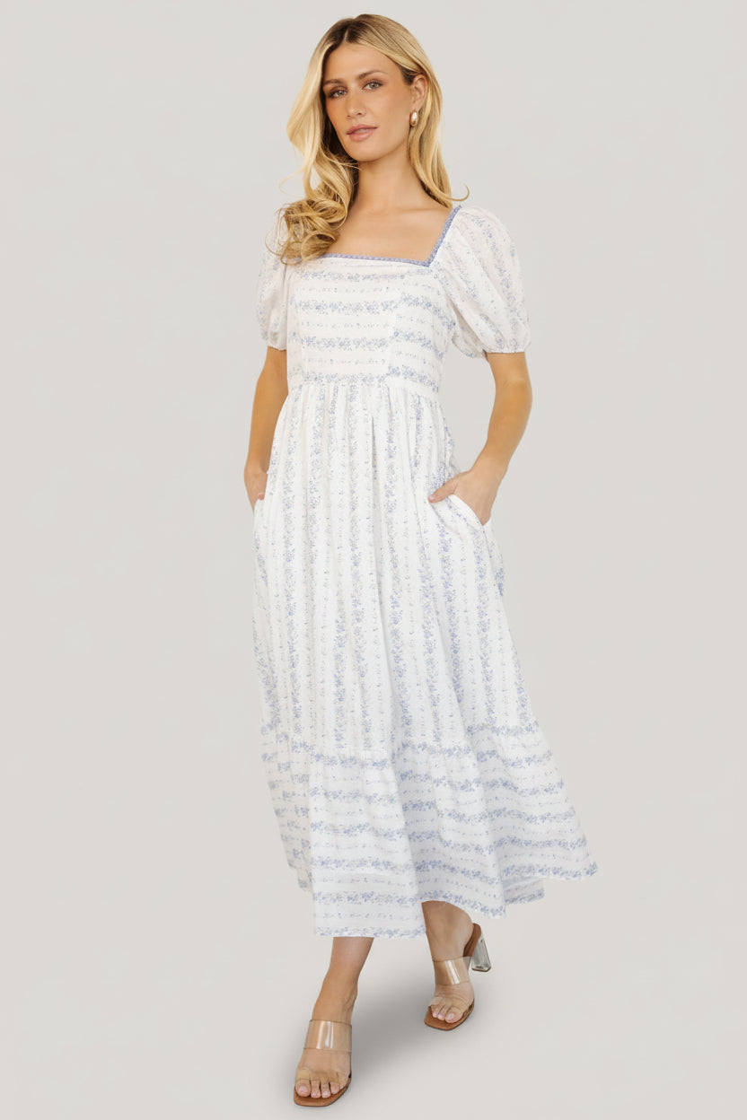 Martine Puff Sleeve Dress | Ivory Multi Floral Main image