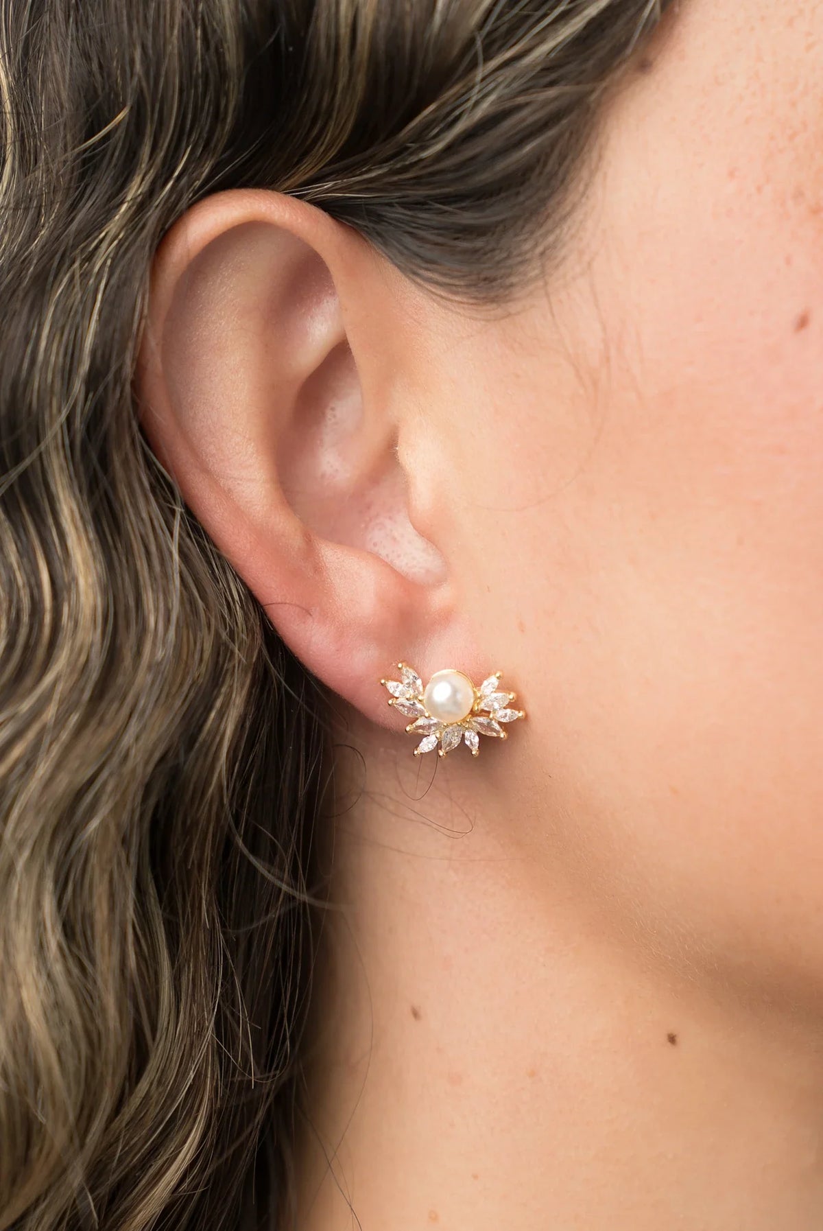 Maryana Pearl Statement Stud Earrings | Gold