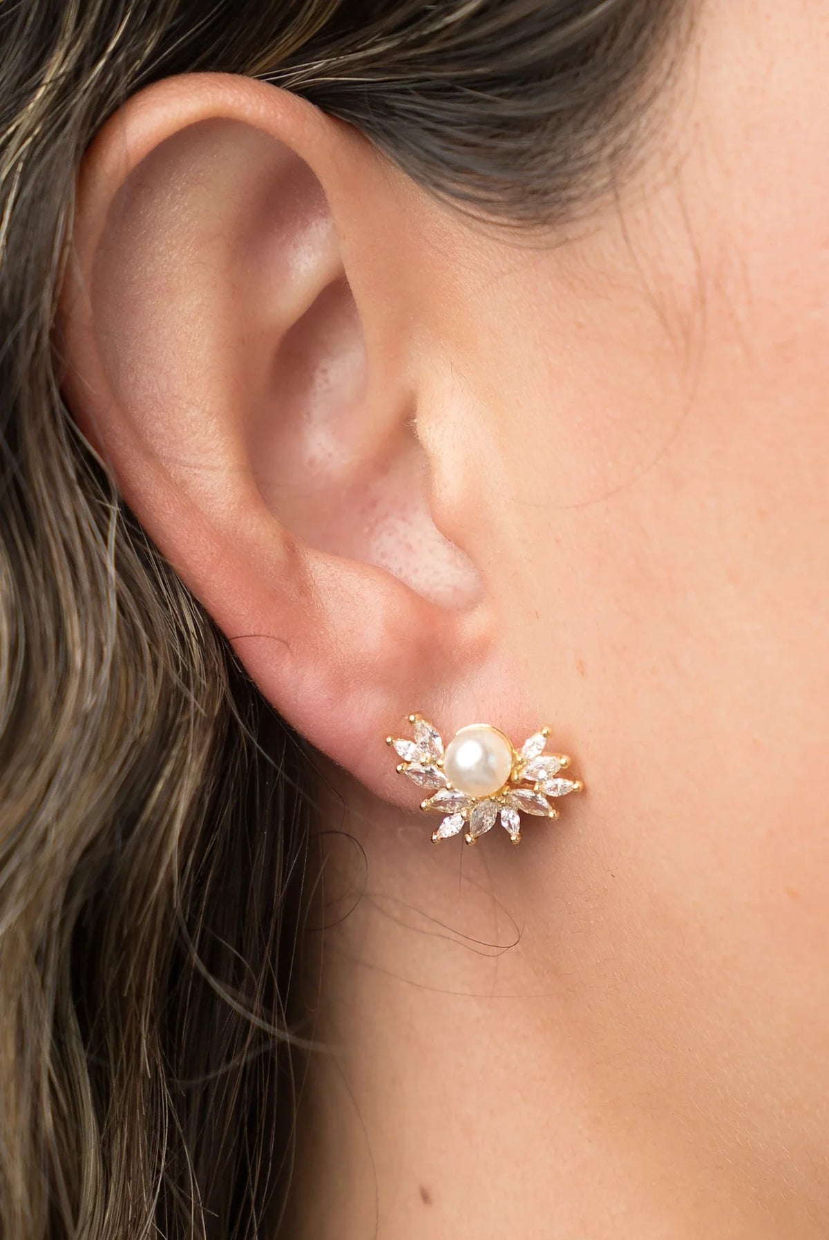 Maryana Pearl Statement Stud Earrings | Gold Main image