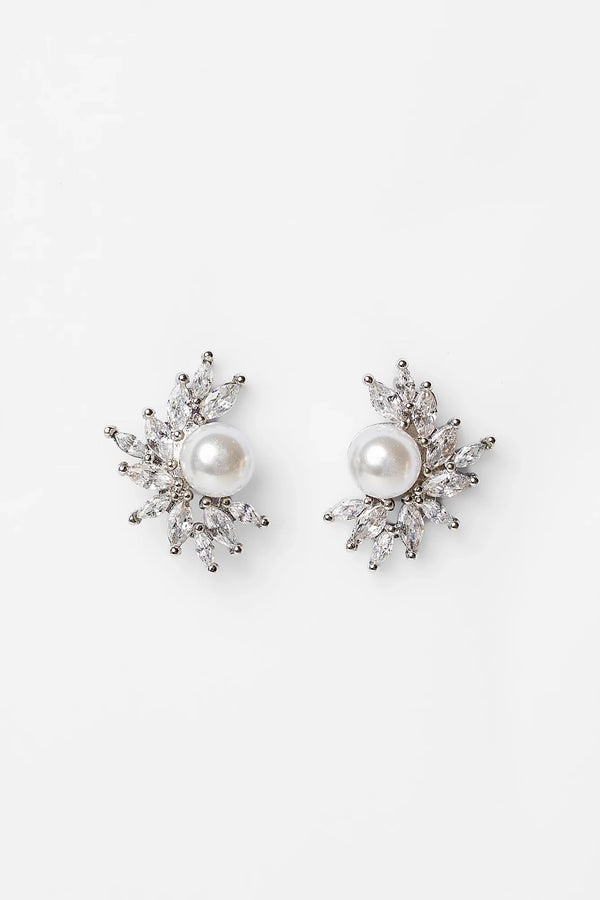 Maryana Pearl Statement Stud Earrings | Silver