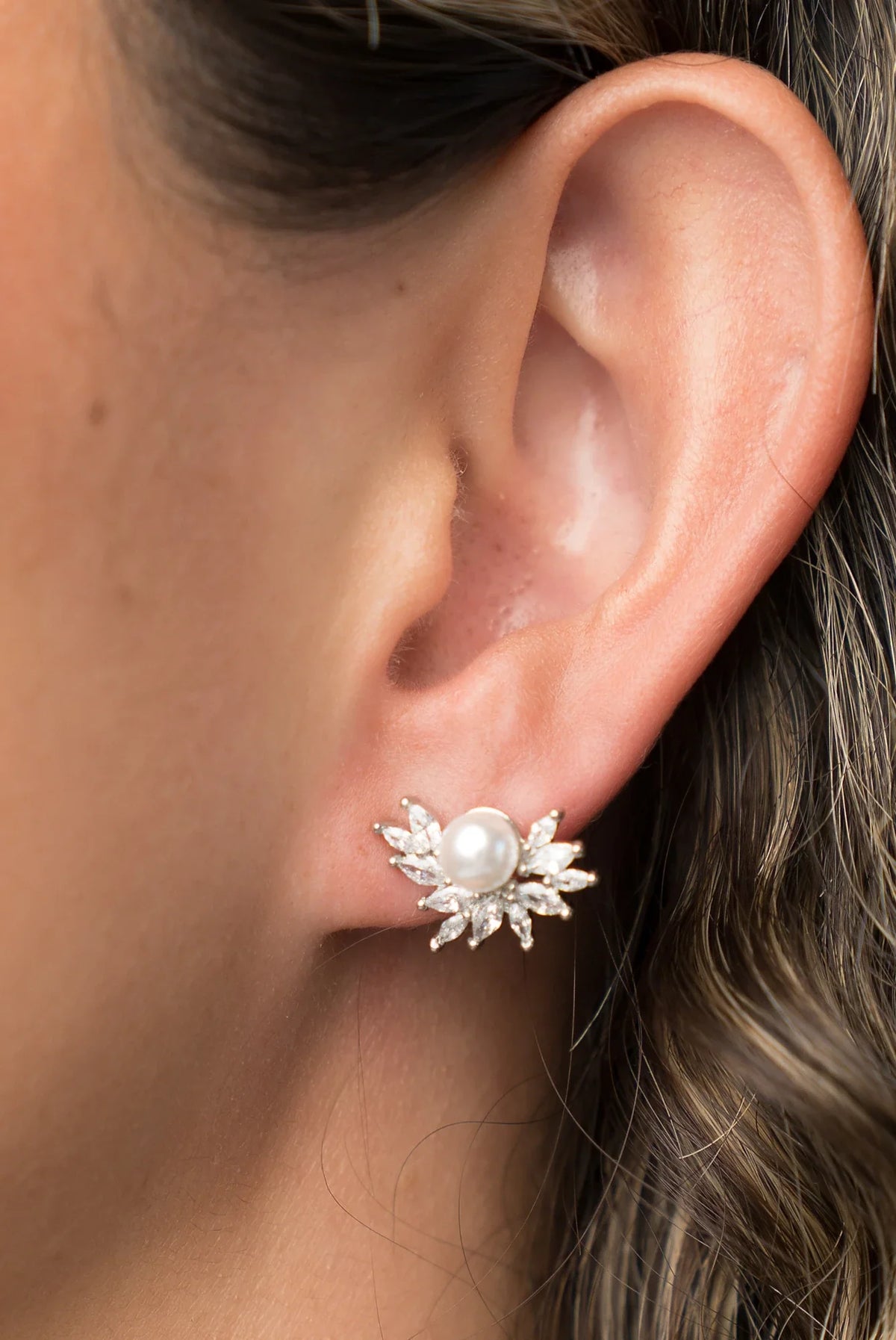 Maryana Pearl Statement Stud Earrings | Silver Main image
