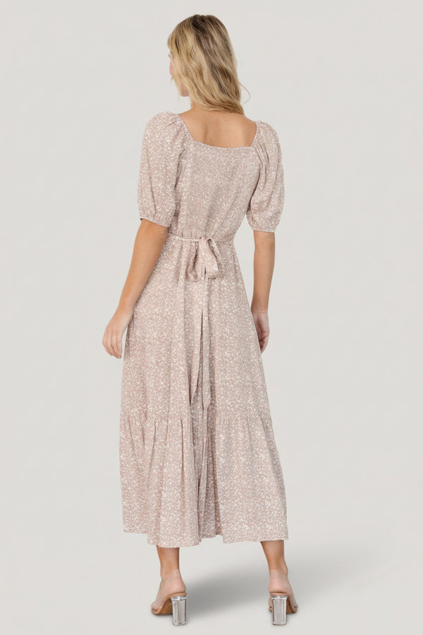 Mathilda Button Maxi Dress | Beige Floral