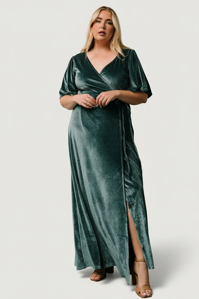Meghan Velvet Wrap Maxi Dress | Persian Blue