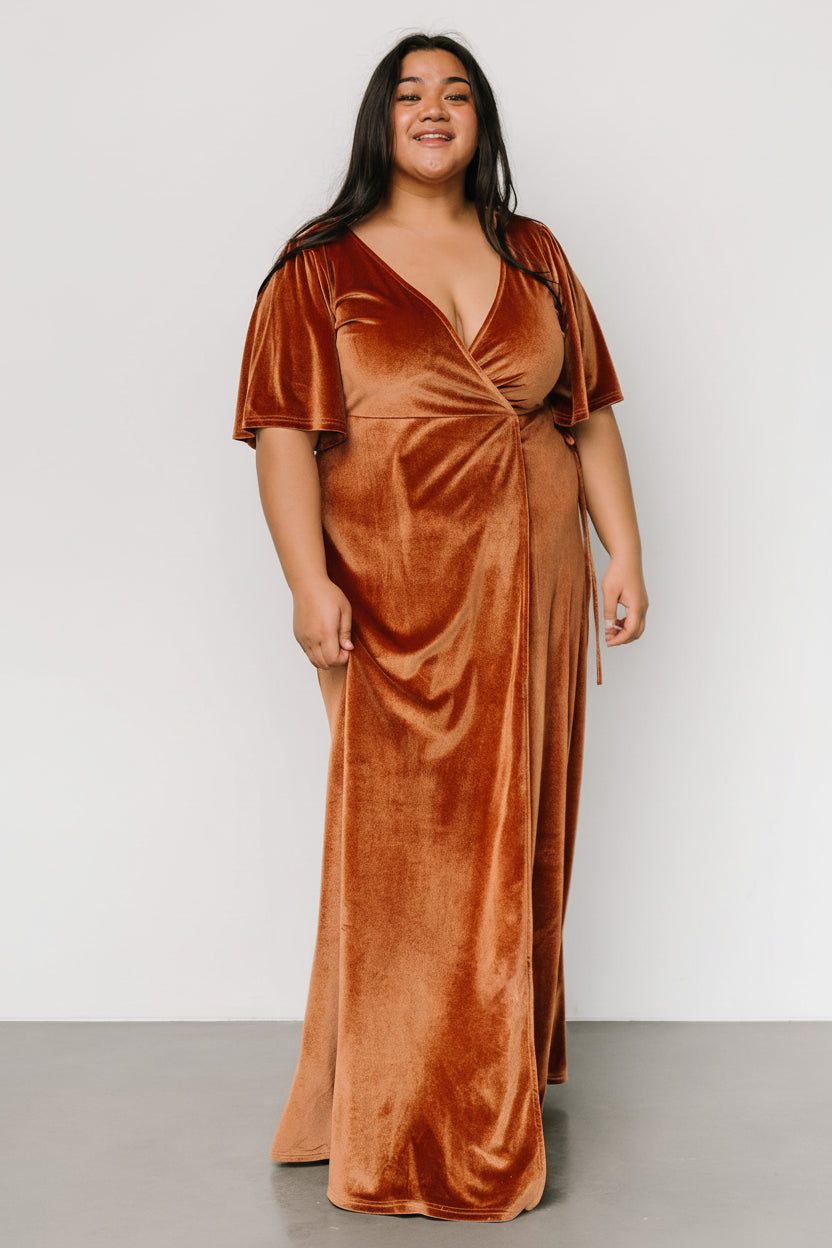 Meghan Velvet Wrap Maxi Dress | Spice