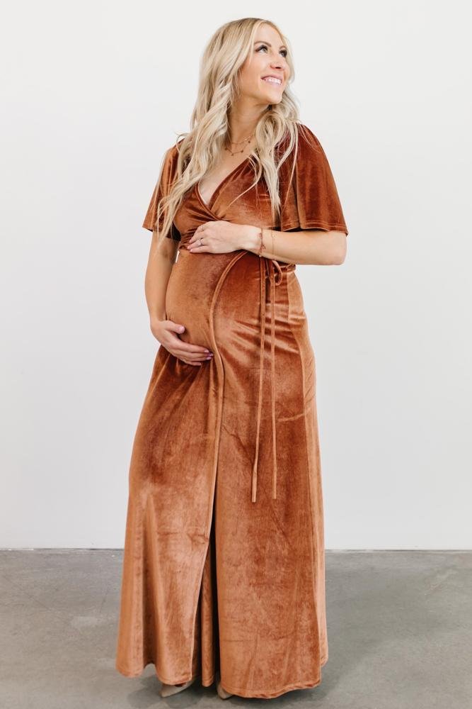 Meghan Velvet Wrap Maxi Dress | Spice
