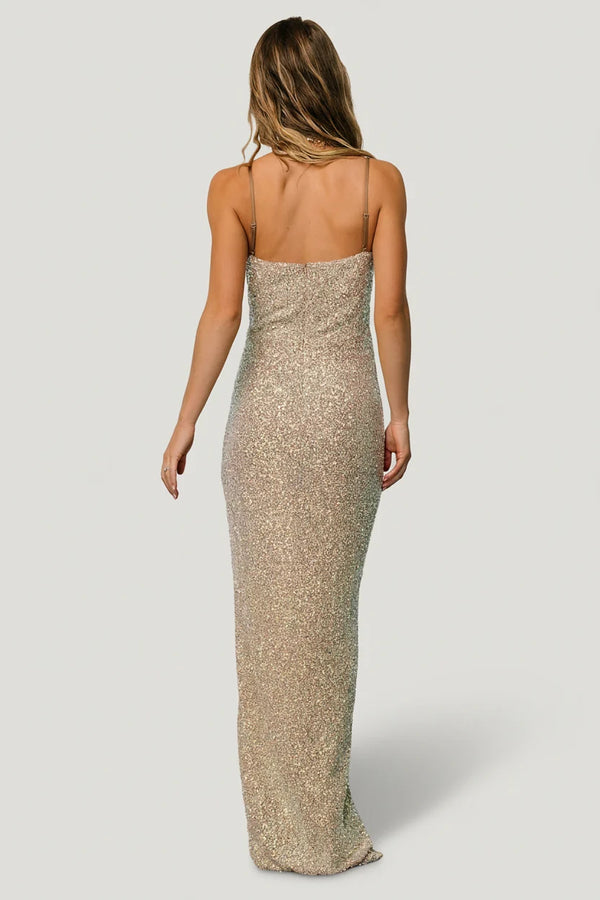 Melania Sequin Gown | Natural