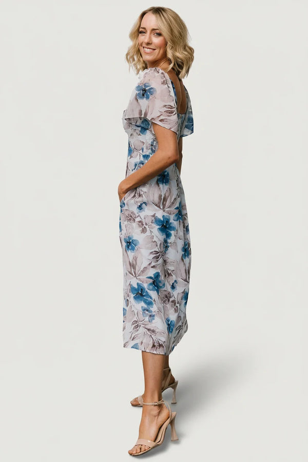 Melinda Midi Dress | Blue Floral