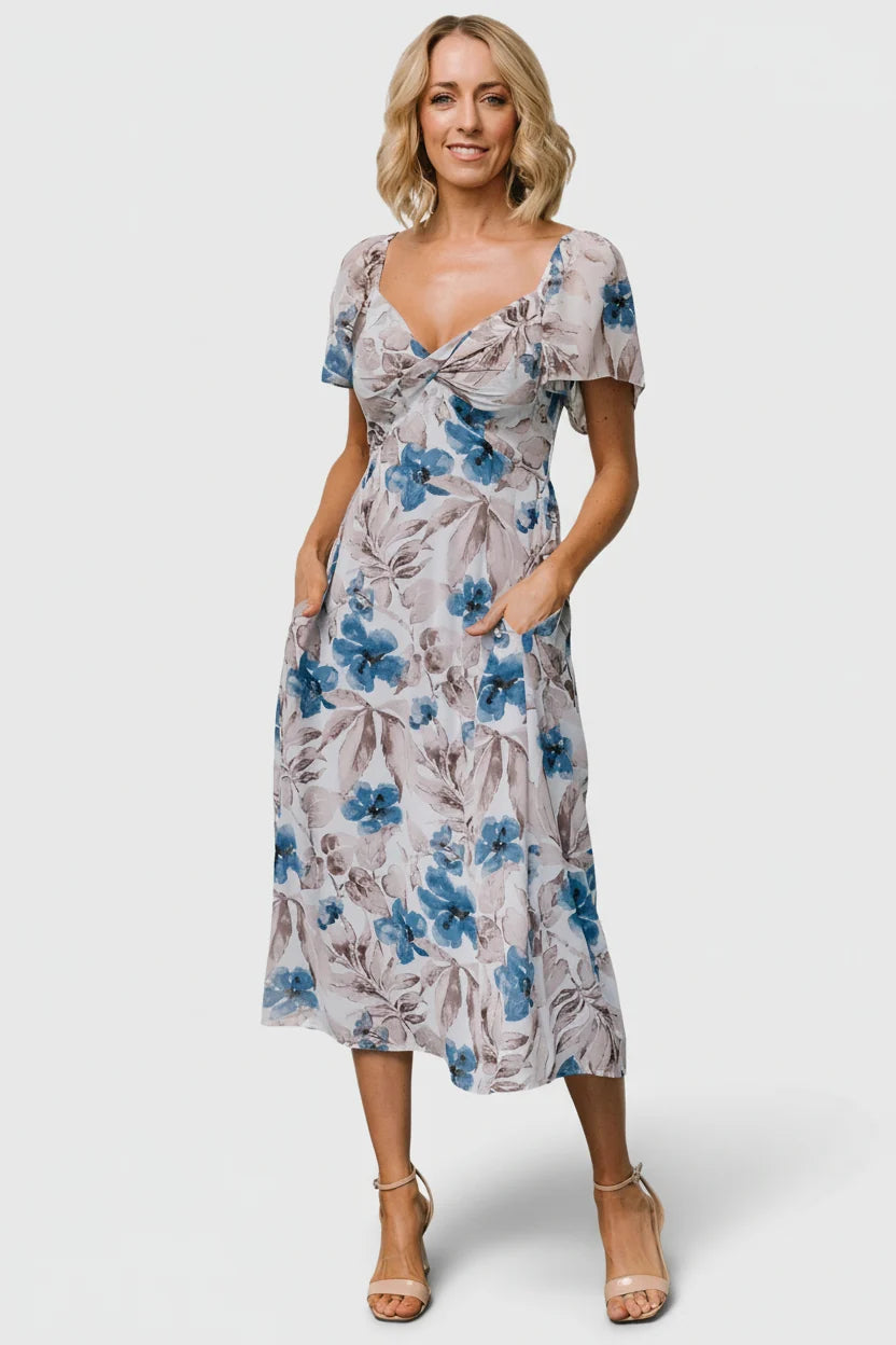 Melinda Midi Dress | Blue Floral Main image