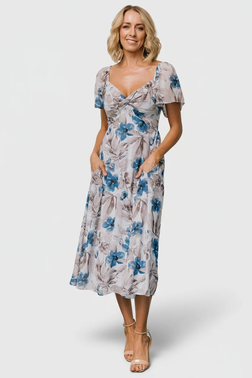 Melinda Midi Dress | Blue Floral Secondary image