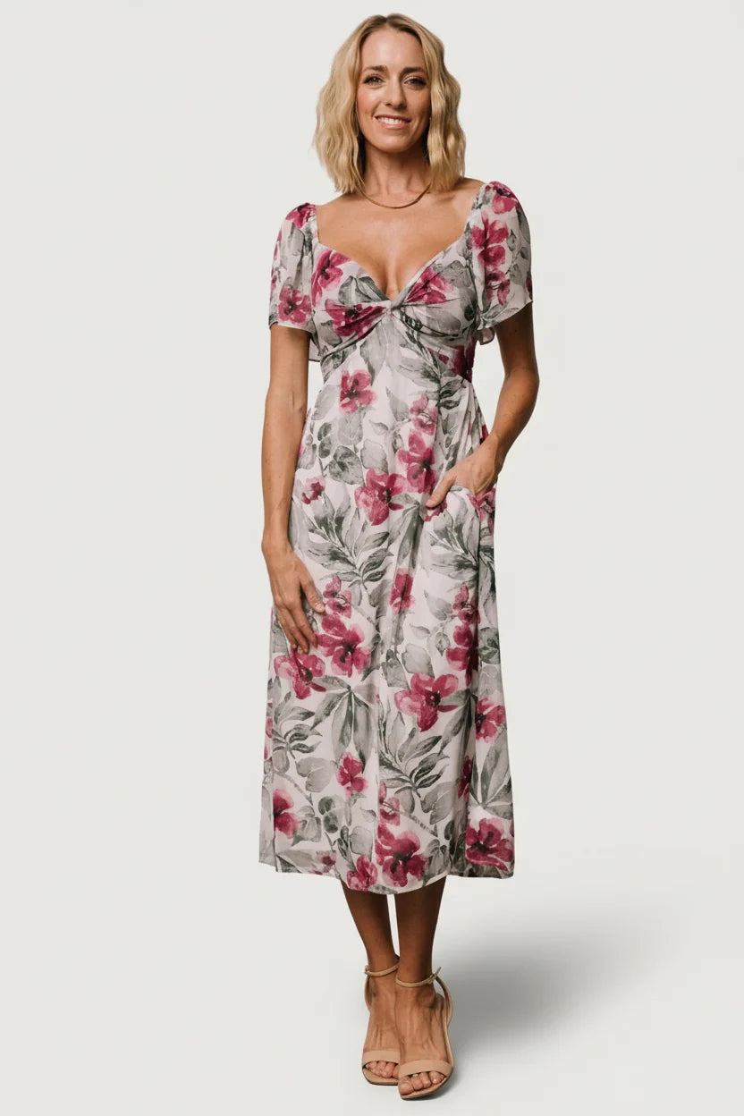 Melinda Midi Dress | Pink Floral