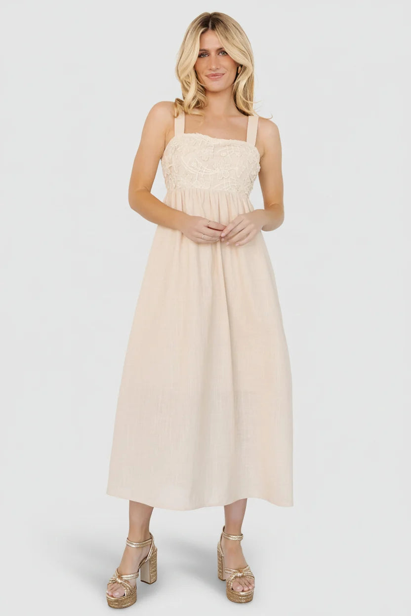Mia Tie Back Dress | Natural Main image